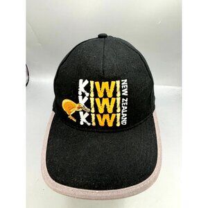 Prokiwi New Zealand Cap Mens One Size Black Logo 6-Panel Adjustable Back Hat